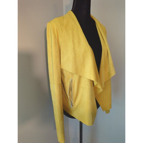 Bagatelle yellow open drape front long sleeve top coverup - Picture 3 of 7